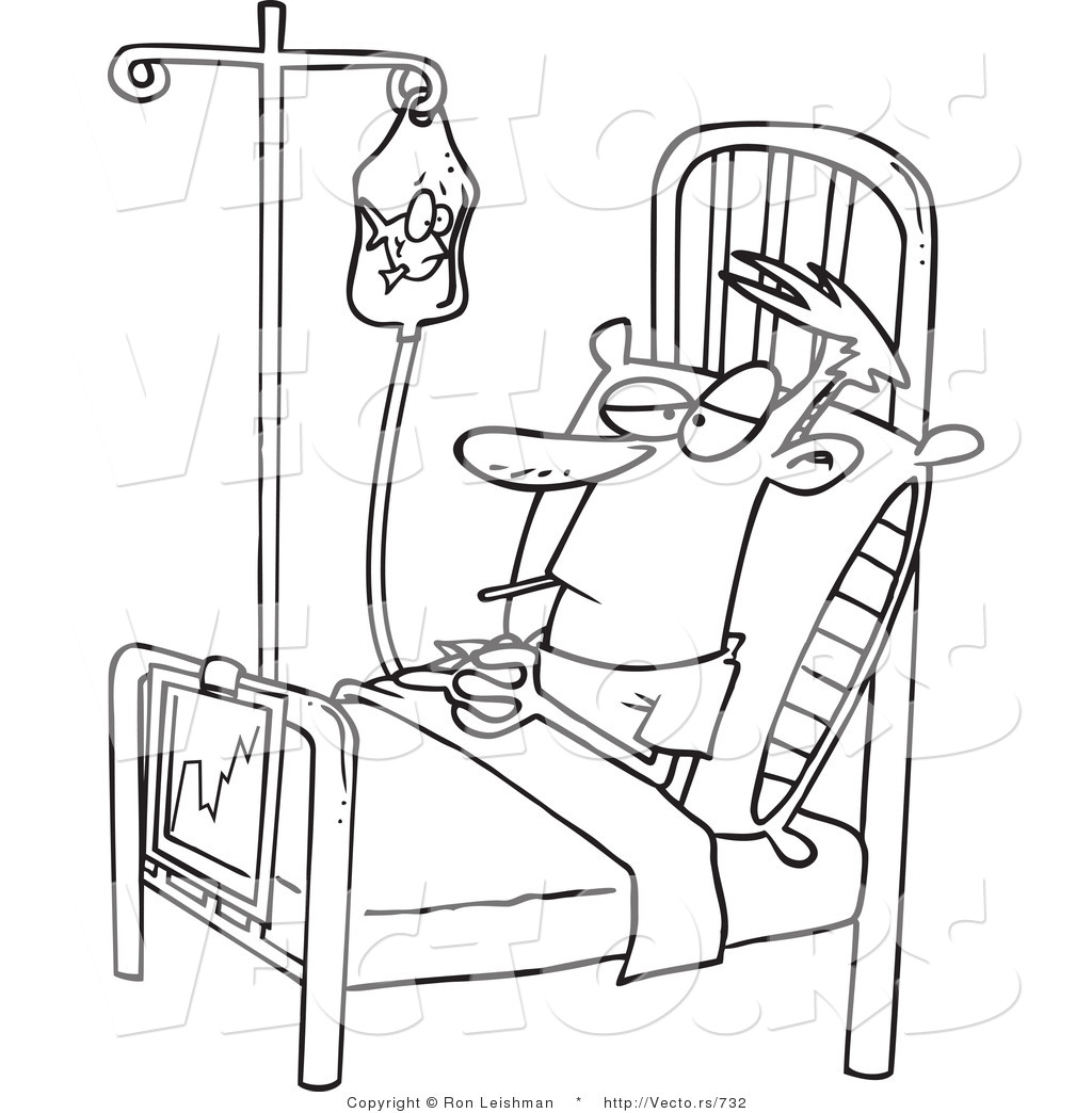 Vector of a Bored Cartoon Patient IV Fluid Bag While Resting in a ...