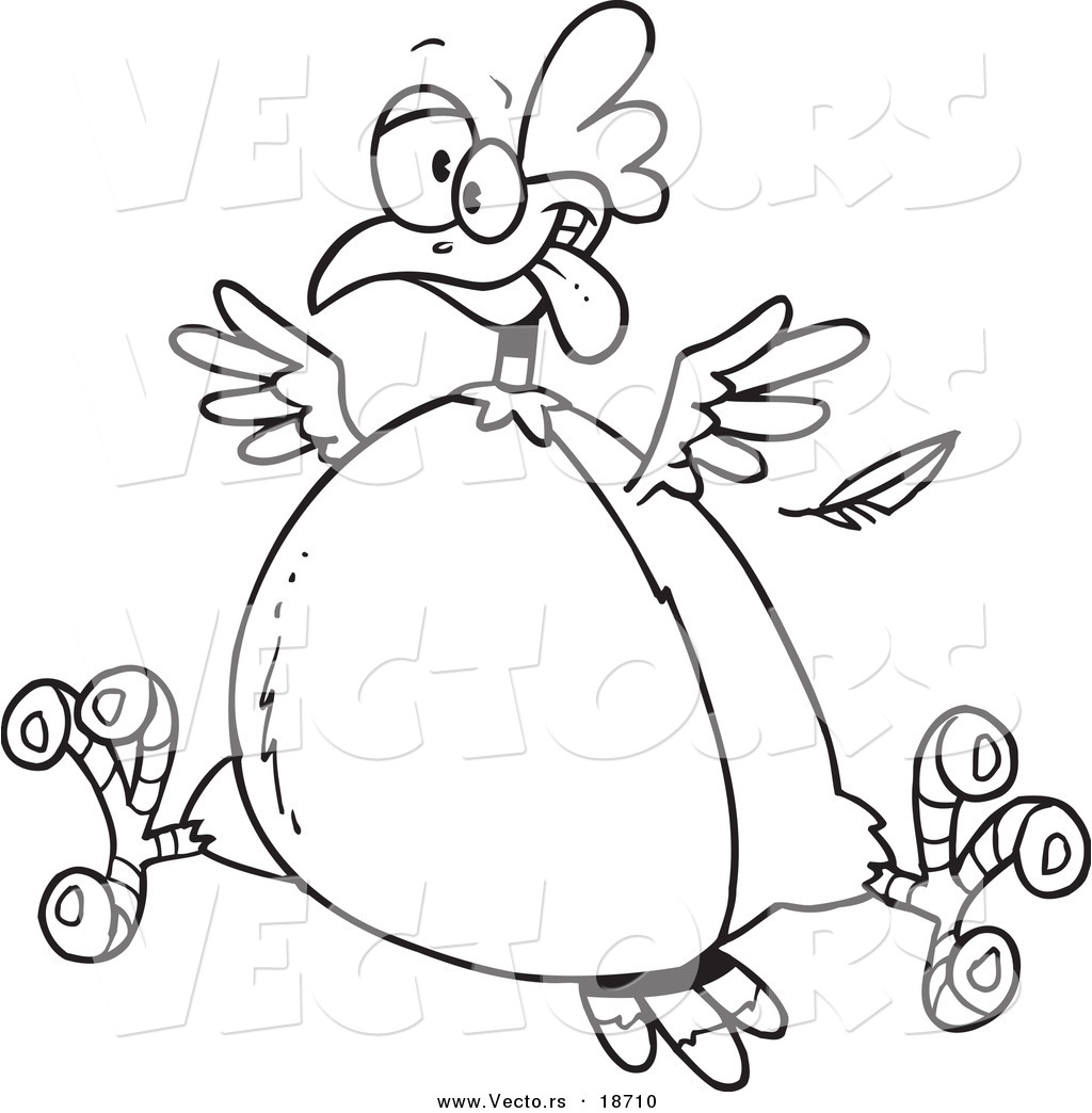 Larger Preview: Vector of a Cartoon Fat Hen - Outlined Coloring Page by