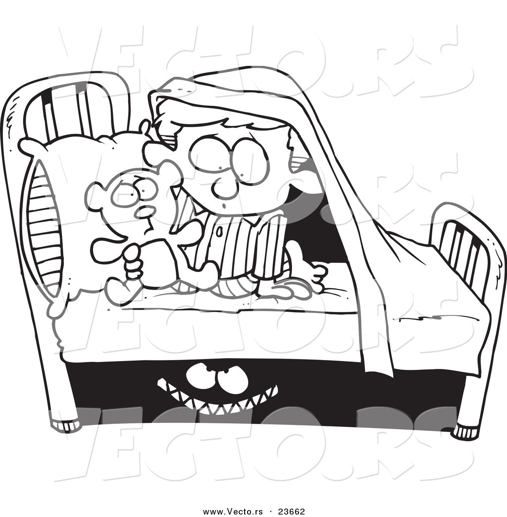 Larger Preview: Vector of a Cartoon Monster Scaring a Boy Under a Bed ...