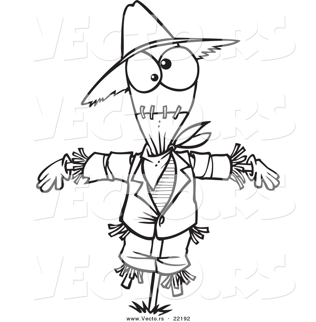 vector-of-a-cartoon-scarecrow-outlined-coloring-page-by-ron-leishman