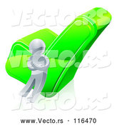 3d Vector of 3d Silver Guy Leaning Against a Green Check Mark by AtStockIllustration