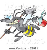 Cartoon of a Vector Busy Janitorial Bee with a Mop and Bucket by Toonaday