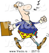 Cartoon Vector of a Absent Minded Business Man Walking to Work in His Boxers by Toonaday