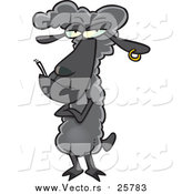 Cartoon Vector of a Black Sheep with an Earring and Cigarette by Toonaday