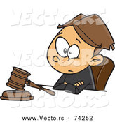Cartoon Vector of a Boy Judge Sitting with a Gavel by Toonaday