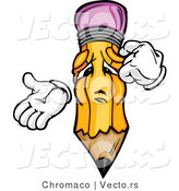Cartoon Vector of a Cartoon Pencil Mascot with Memory Loss by Chromaco