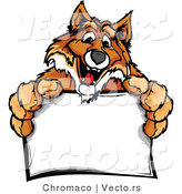 Cartoon Vector of a Friendly Cartoon Fox Mascot Holding a Blank Sign by Chromaco