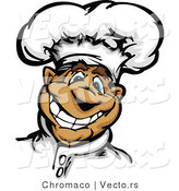 Cartoon Vector of a Friendly Spanish Chef Smiling and Wearing a Hat by Chromaco