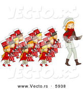 Cartoon Vector of a Girl Leading Twelve Drummers Drumming on the Twelfth Day of Christmas by BNP Design Studio