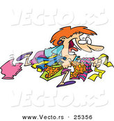Cartoon Vector of a Girl Running to Get the Best Bargains While Christmas Shopping by Toonaday