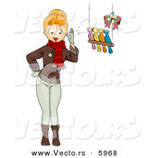 Cartoon Vector of a Girl with Four Birds Calling for Christmas by BNP Design Studio