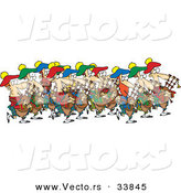 Cartoon Vector of a Group of Many Pipers Playing Music by Toonaday
