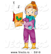 Cartoon Vector of a Happy Girl Singing Christmas Songs by BNP Design Studio