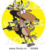 Cartoon Vector of a Happy Reindeer Dancing by Toonaday