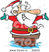 Cartoon Vector of a Happy Santa Going down a Chimney by Toonaday