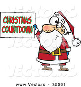 Cartoon Vector of a Happy Santa Holding Christmas Countdown Sign by Toonaday