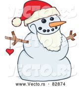Cartoon Vector of a Happy Snowman Santa by Gnurf