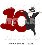Cartoon Vector of a Lord a Leaping Beside a Red Number Ten for Christmas by BNP Design Studio