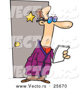 Cartoon Vector of a Male Actor Reading a Letter Outside His Dressing Room by Toonaday