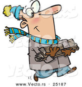 Cartoon Vector of a Man Carrying Firewood for His Fireplace by Toonaday