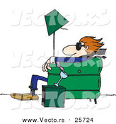 Cartoon Vector of a Man Sitting in a Chair and Being Blown Away by Toonaday