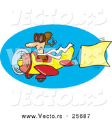 Cartoon Vector of a Message Pilot Flying a Plane with a Banner by Toonaday
