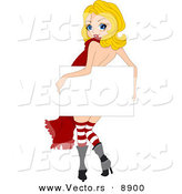 Cartoon Vector of a Pin-up Girl Holding a Sign for Christmas by BNP Design Studio