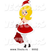 Cartoon Vector of a Pin-up Girl in a Santa Suit Dress for Christmas by BNP Design Studio