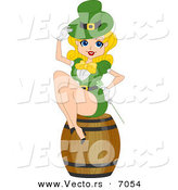 Cartoon Vector of a Pretty St. Patrick's Day Pin-up Girl Sitting on a Barrel by BNP Design Studio