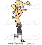 Cartoon Vector of a Pretty Woman Walking in a Black Dress by Toonaday
