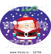 Cartoon Vector of a Santa Christmas Ornament on Tree Outside by Toonaday