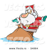 Cartoon Vector of a Santa Getting Stuck in a Chimney by Toonaday