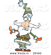 Cartoon Vector of a Santa Grinning in a Plaid Suit with Matching Hat by Toonaday