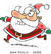 Cartoon Vector of a Santa Running Uphill by Toonaday