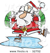 Cartoon Vector of a Santa Trying to Ice Skate by Toonaday