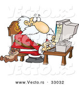 Cartoon Vector of a Santa Typing on Computer Keyboard by Toonaday