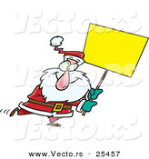Cartoon Vector of a Santa Walking with a Blank Sign by Toonaday