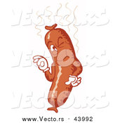 Cartoon Vector of a Sausage Link Wink by LaffToon
