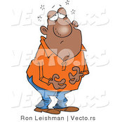 Cartoon Vector of a Sick Bald Mexican Man with Upset Tummy by Toonaday