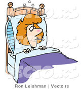 Cartoon Vector of a Woman Confined to Bed by Sickness by Toonaday
