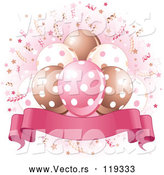 Cartoon Vector of Banner Under Party Balloons and Confetti with Pink by Pushkin