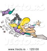 Cartoon Vector of Baseball Girl Sliding Home by Toonaday