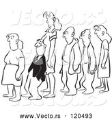 Cartoon Vector of Black and White Man Leaning Back Against a Womans Chest While Standing in Line by Picsburg