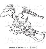 Cartoon Vector of Cartoon Injured Snowboarder - Coloring Page Outline by Toonaday