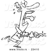 Cartoon Vector of Cartoon Man Screaming over a Cut - Coloring Page Outline by Toonaday