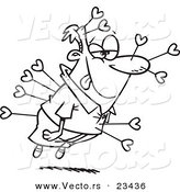 Cartoon Vector of Cartoon Smitten Man - Coloring Page Outline by Toonaday