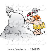Cartoon Vector of Creative Caveman Chiseling a Light Bulb by Johnny Sajem
