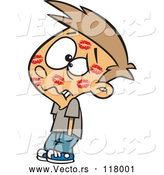 Cartoon Vector of Disgusted Boy Covered in Lipstick Kisses by Toonaday
