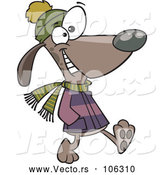 Cartoon Vector of Dog Taking a Winter Stroll by Toonaday