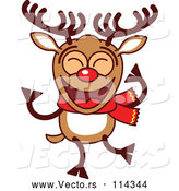 Cartoon Vector of Happy Dancing Christmas Rudolph Reindeer by Zooco